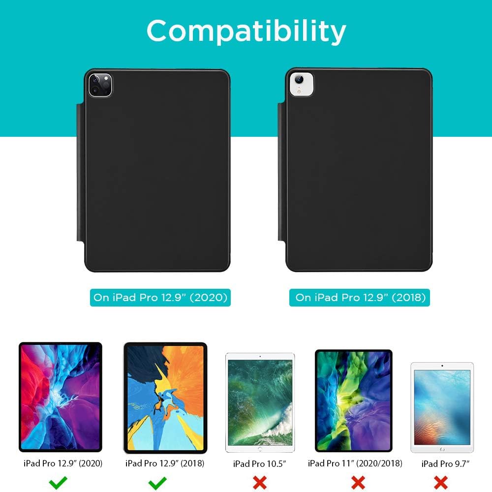 ESR für iPad Pro 12,9 Zoll Hülle 2022/2021/2020 (6./5./4. Generation), Starke Magnetbefestigung, Tri
