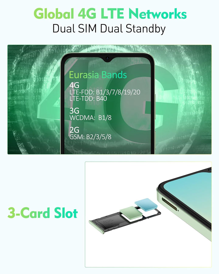 Ulefone Note 19 Handy Android 14, 6GB RAM+64GB ROM/SD-512GB, 6.56" HD+ Octa Core, 5000mAh Akku, 8MP+