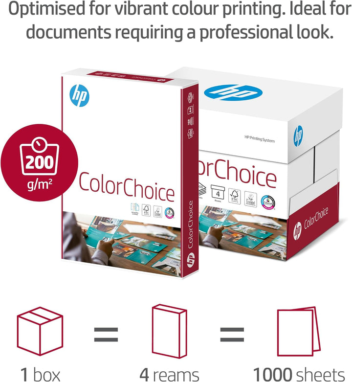 HP Farblaserpapier, Druckerpapier Colorchoice CHP 764 - 200 g, DIN-A3, 1000 Blatt (4x250), extraglat