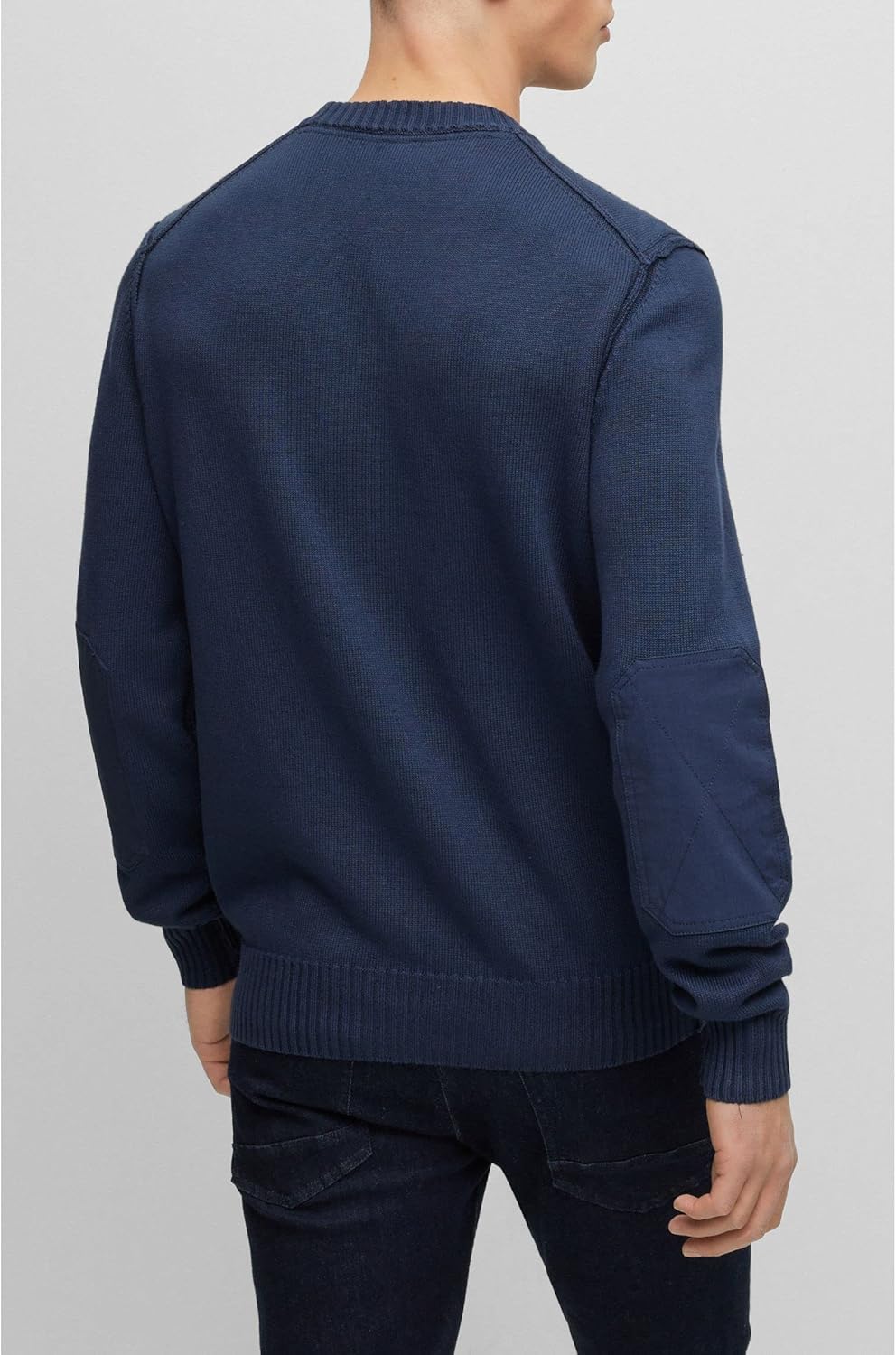 BOSS Herren Aropo Pullover aus Baumwolle und Leinen mit Ellbogen-Patches aus Stretch-Baumwolle M Dun