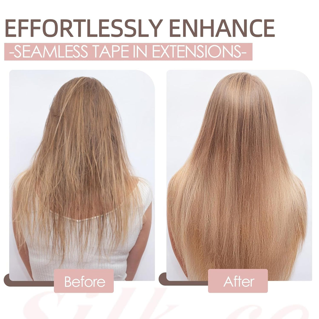 Silk-co Extensions Echthaar mit transparenter Schnur, Wire in Extensions Goldenbraun Highlights Blei