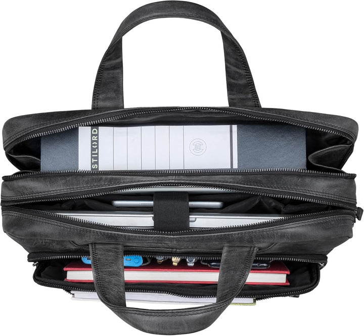 STILORD 'Lias' Echtleder Umhängetasche für Herren - Stilsicher ins nächste Meeting Carbon - Grau, Ca