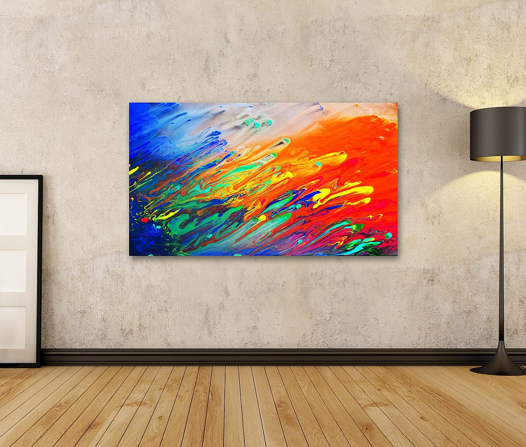 islandburner Bild auf Leinwand Bunte Abstrakte Acrylmalerei Dynamisch Bilder Wandbilder Poster Leinw