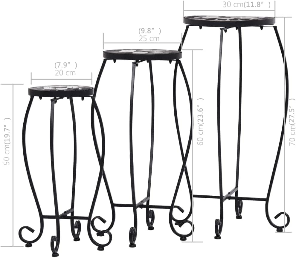 puraday Mosaik-Tische Beistelltisch Outdoor Gartentisch Rund Gartentisch Mosaik Beistelltisch Metall