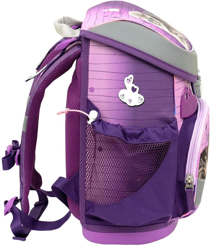 Belmil ergonomischer Schulranzen Set 4 -teilig für Mädchen 1, 2 Klasse Grundschule/Super Leicht 750-