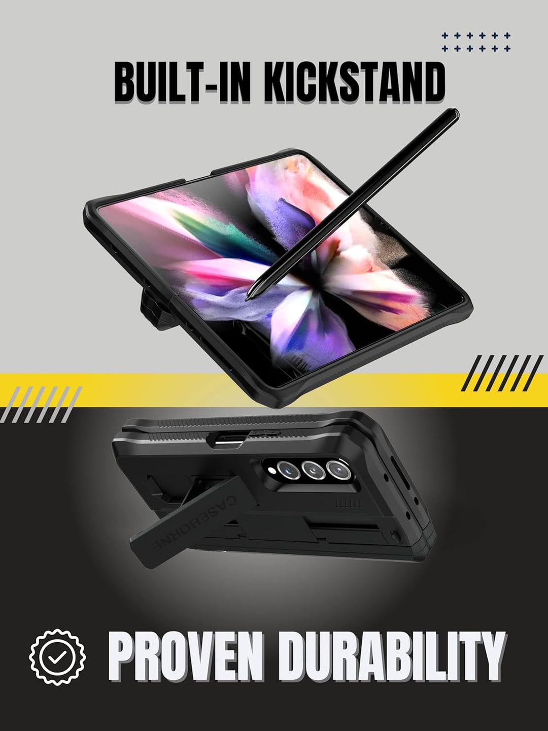 CaseBorne V Kompatibel mit Samsung Galaxy Z Fold 4 Case - Vollschutzhülle mit Semi-Auto Scharnier-Co