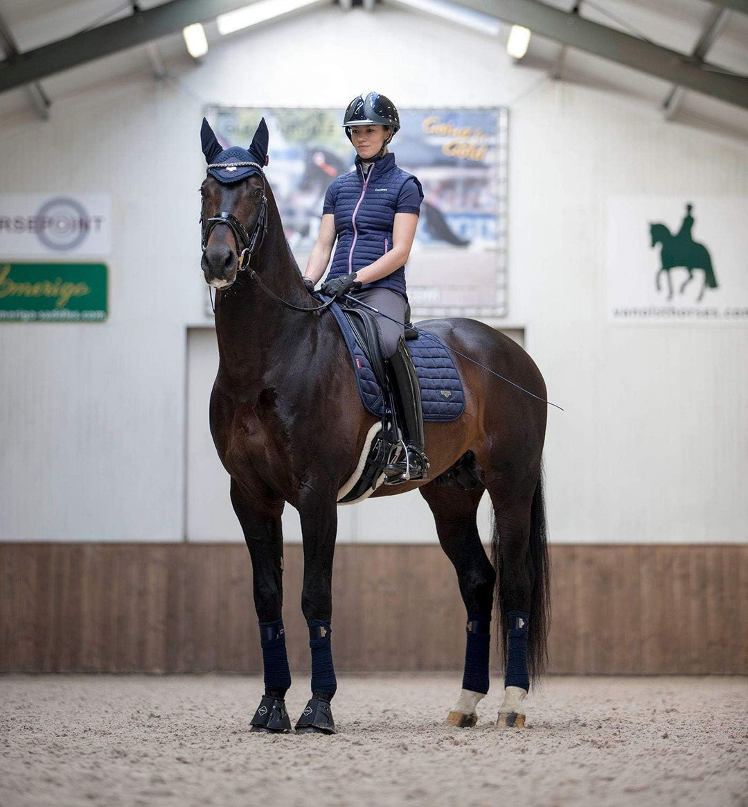 LeMieux Loire Classic Satin Dressage Schabracke Navy blue (silver) L, blue (silver) L