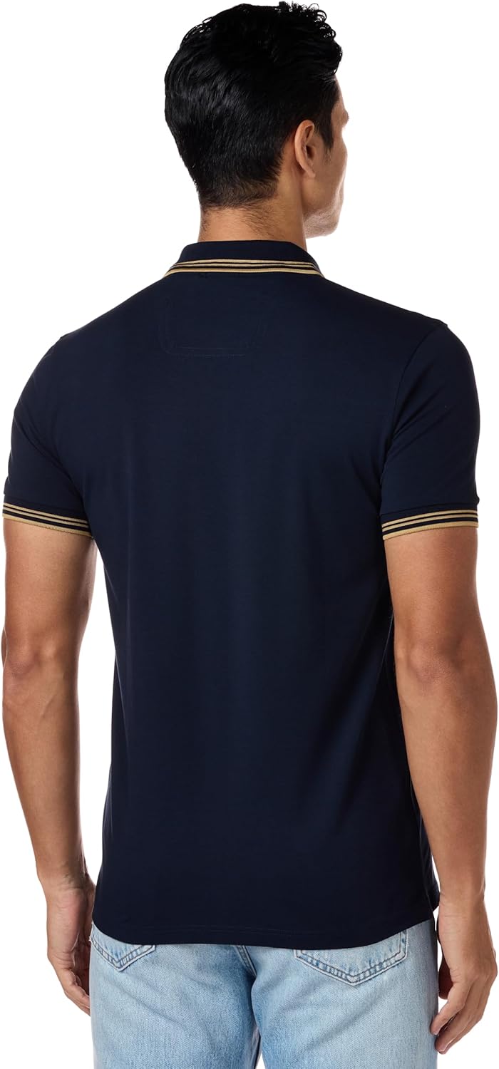 BOSS Herren Paul Curved Polo 3XL Dunkelblau/Gelb, 3XL Dunkelblau/Gelb