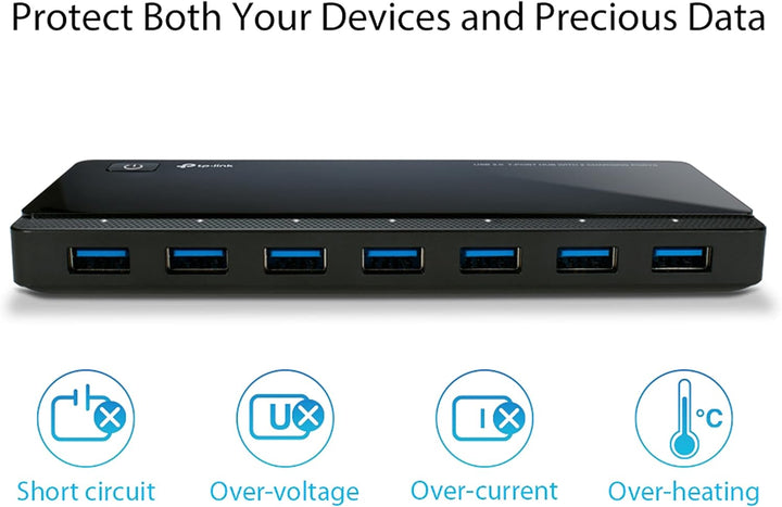 TP-Link UH720 7-Port USB 3.0 HUB + 2 Ladeports (2,4A) für Tablet und Smartphone, inklusive Netzadapt