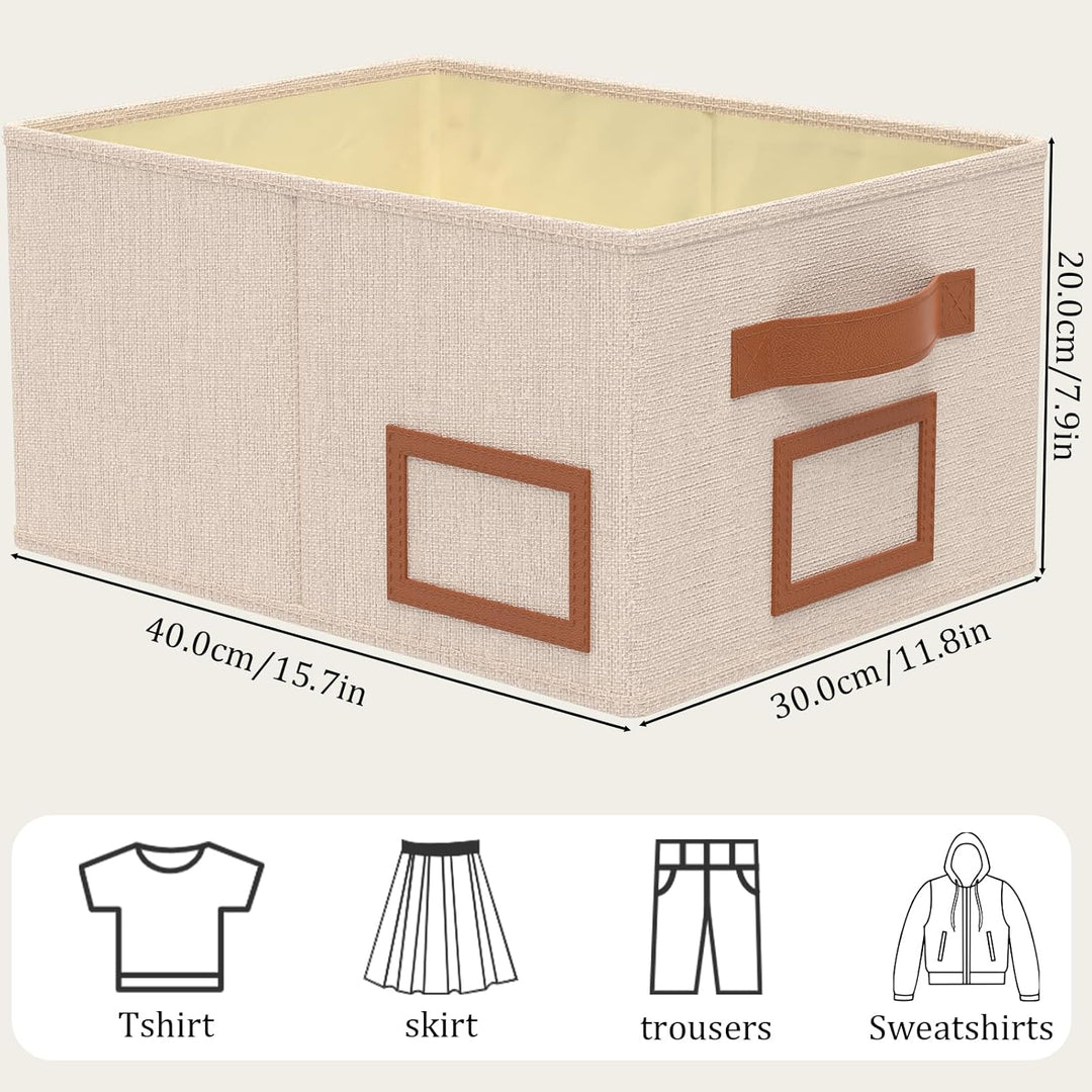 OUTBROS 3 Stück Aufbewahrungsboxen Stoff, Faltbare Aufbewahrungskiste Organizer mit Griff, Gross Auf