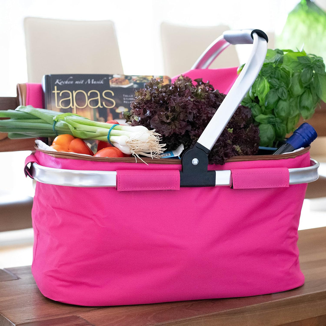 Brandsseller Einkaufskorb 26 Liter Faltbarer Kühlkorb mit Deckel Einkaufstasche Picknickkorb mit Rei
