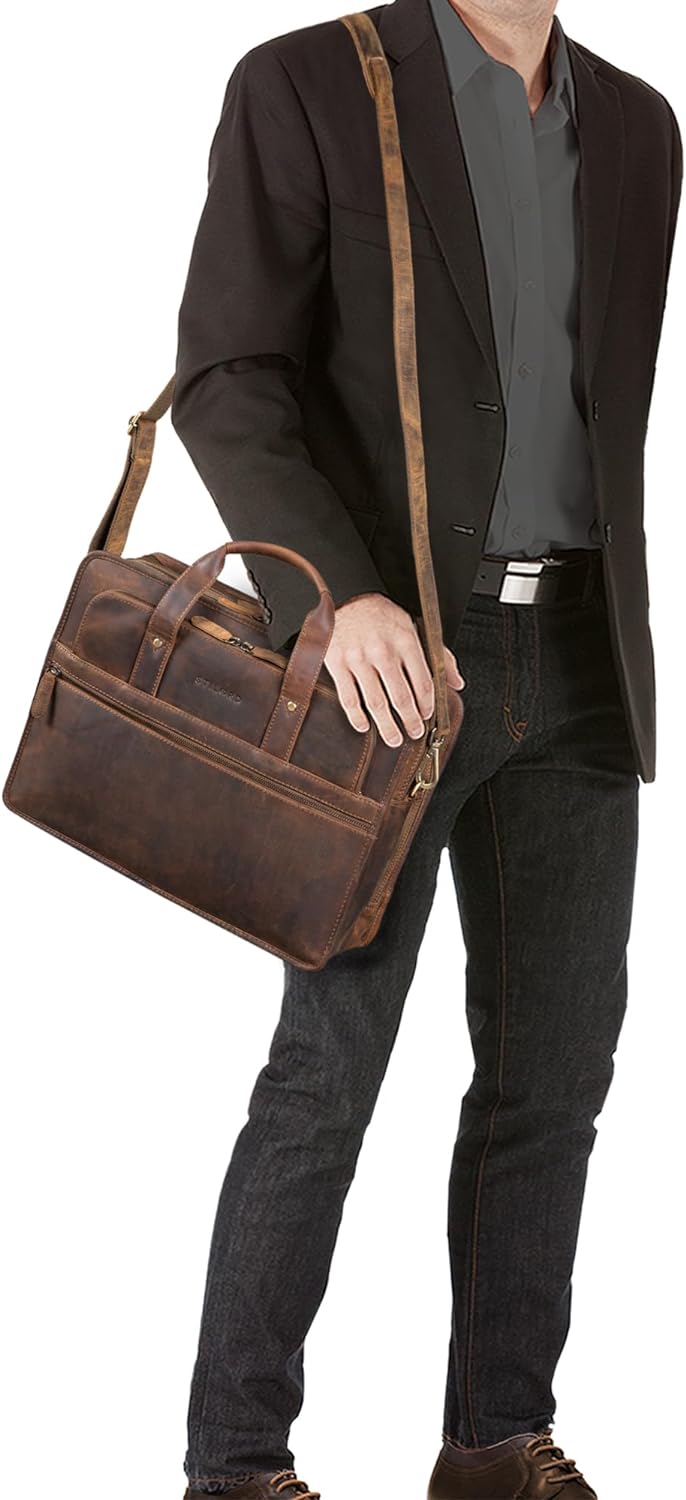 STILORD 'Yves' Aktentasche Herren Leder Arbeitstasche Dokumententasche 15,6 Zoll Laptoptasche Busine