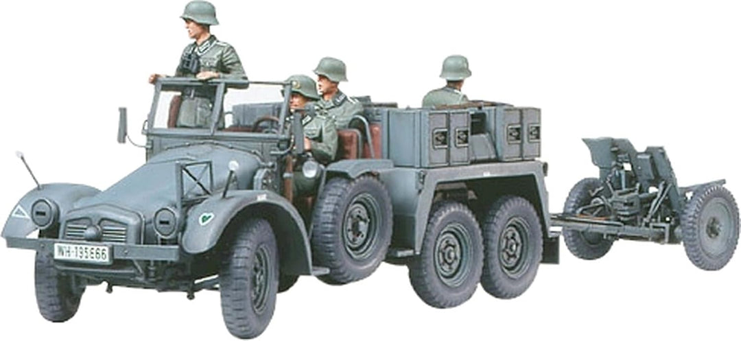 TAMIYA 300035259 - 1:35 WWII Deutsche Krupp Protze mit PAK (4), 37 mm, Grau