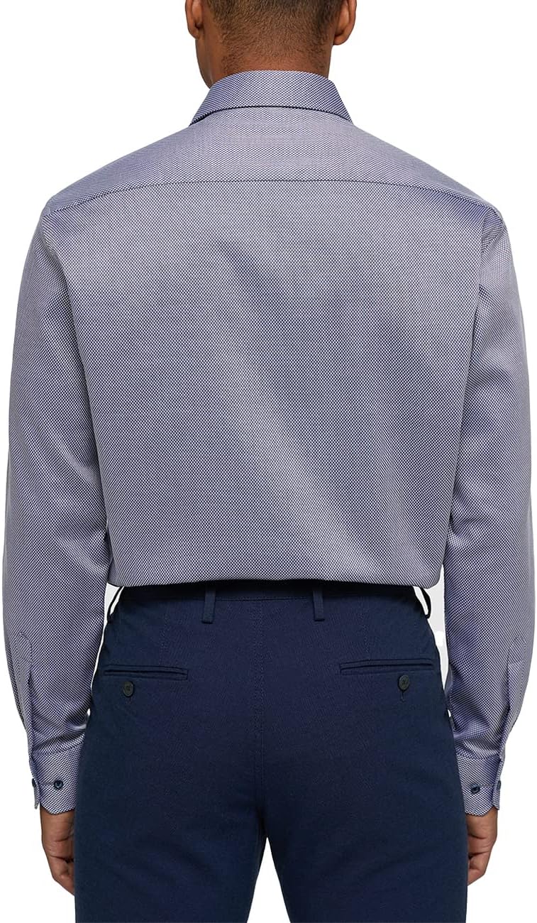 ETERNA Comfort Fit Hemd Langarm New Kent Kragen Muster blau