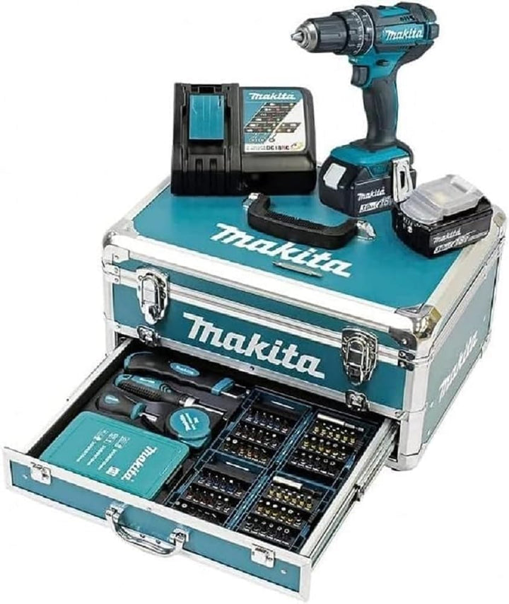 Makita DHP482RFX9 Schlagbohrschrauber 18V / 3,0 Ah, 2 Akkus plus Ladegerät im Alukoffer, Petrol, 96-