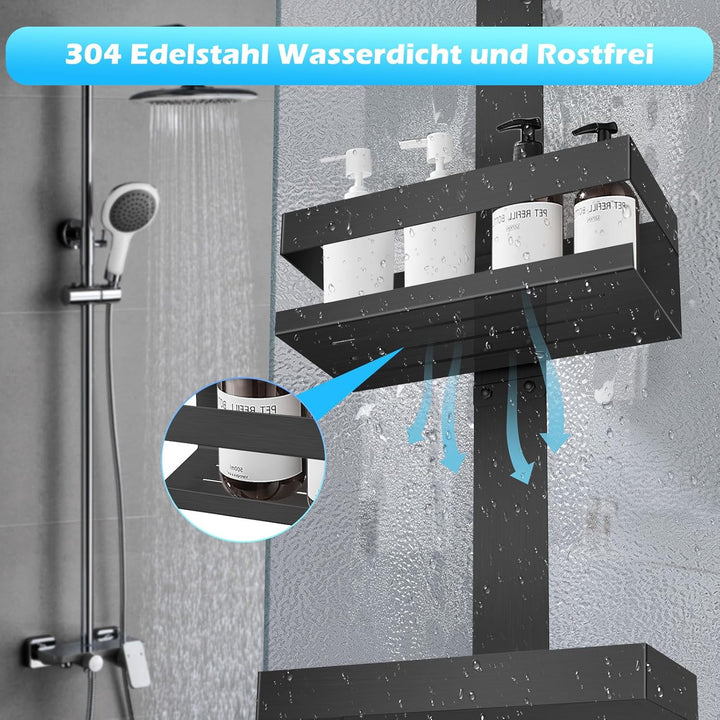 UUlioyer Duschablage zum Hängen, Duschregal aus Edelstahl SUS304 ohne Bohrer für Rahmenlos Glastür,