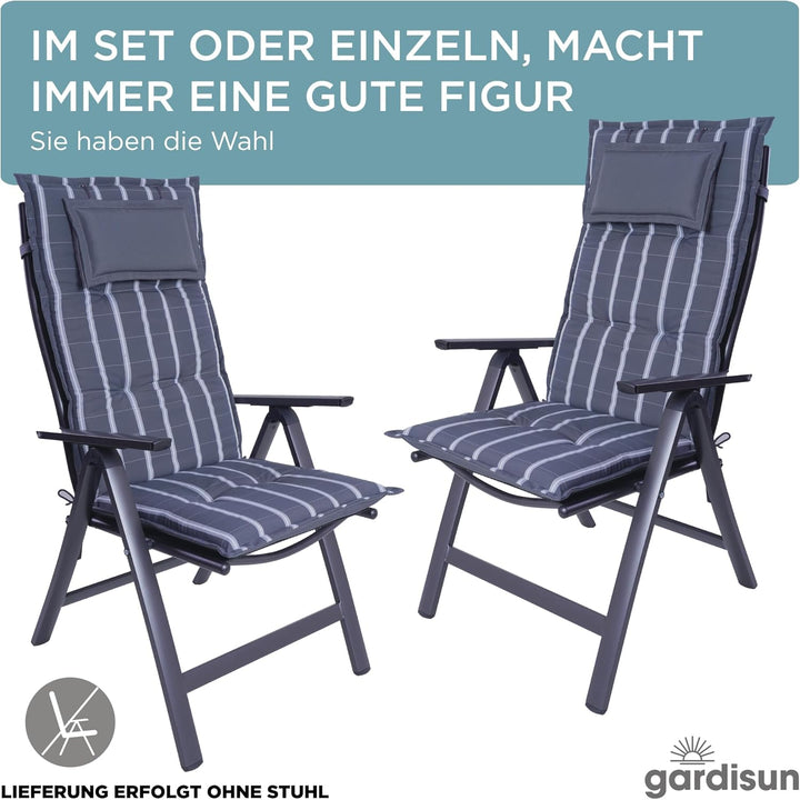 gardisun Gartenstuhlauflagen Hochlehner mit Kopfteil I Extra Dicke Sitzauflagen I Made in Europe I P