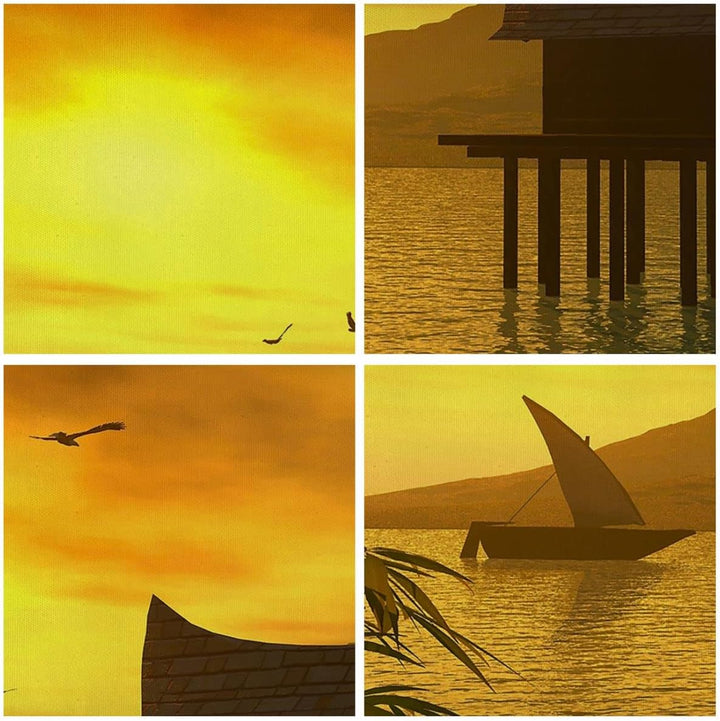 ARTTOR Bilder auf Leinwand Asien Berg Meer Felsen Leinwandbild 70x50cm Wandbilder Dekoration Wohnzim