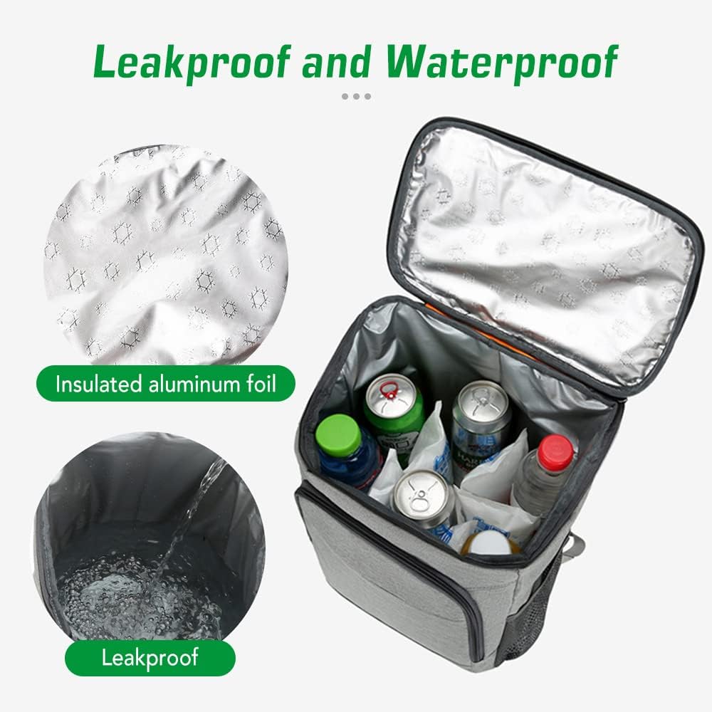 Lixada Thermo-Rucksack mit Kühlbox, Lunchbox, wasserdicht, zweistöckig, für Camping, Wandern, Pickni