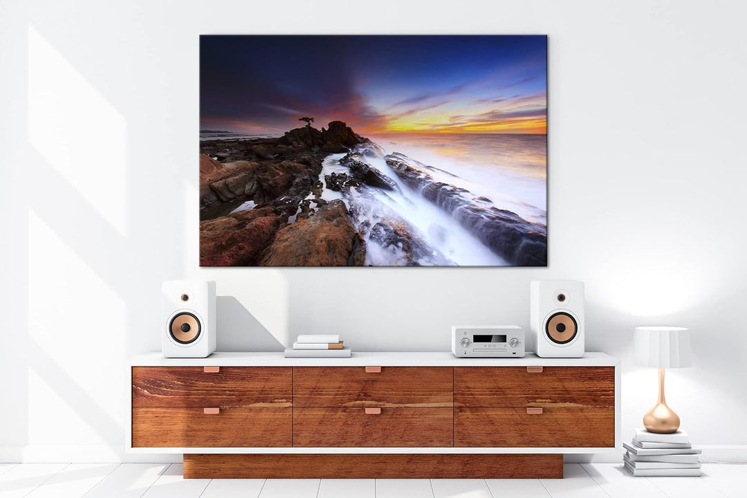 deyoli steinige Küstenlandschaft Format: 80x60 als Leinwand, Motiv fertig gerahmt auf Echtholzrahmen