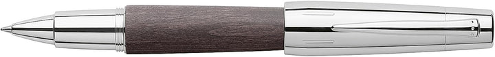 Faber-Castell 148225 - Tintenroller e-motion Holz, schwarz, Strichstärke 0,5 mm, Mine schwarz, inkl.