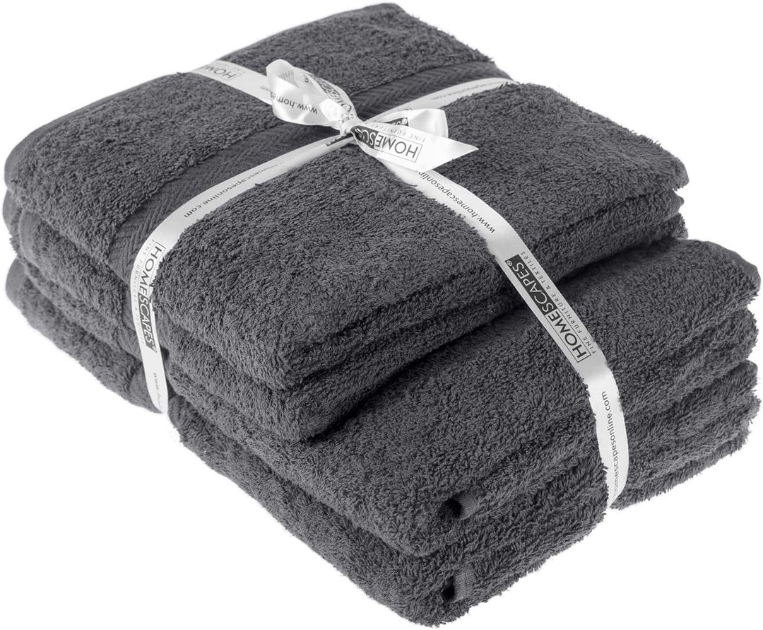 Homescapes Luxus Handtuch Set Grau (Schiefer), 2 Handtücher 50x90 cm & 2 Duschtücher 70x130 cm, 100%