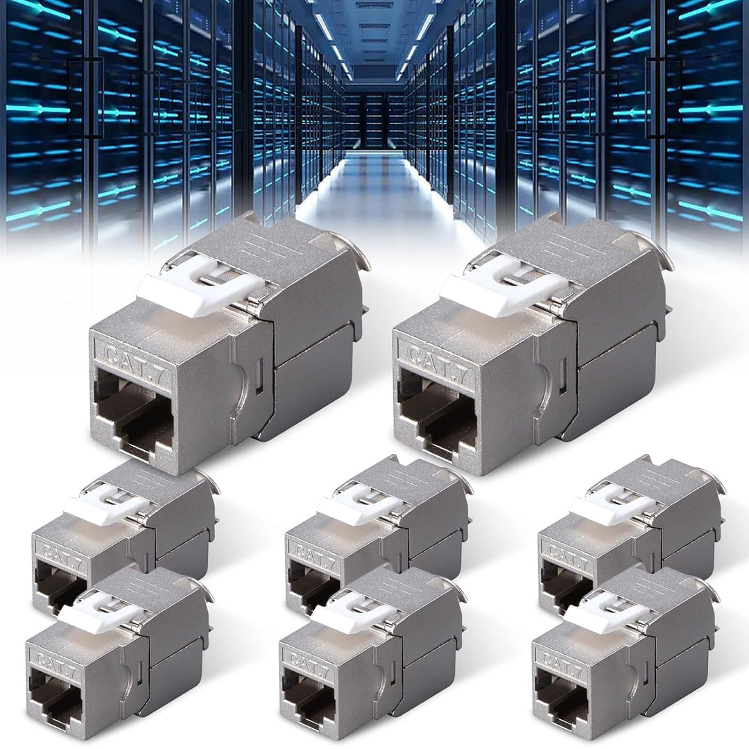 Leikurvo 8 Stück RJ45 CAT7 Keystone Modul Jack Geschirmte Bis zu 10 Gbps, CAT7 Keystone Werkzeuglos