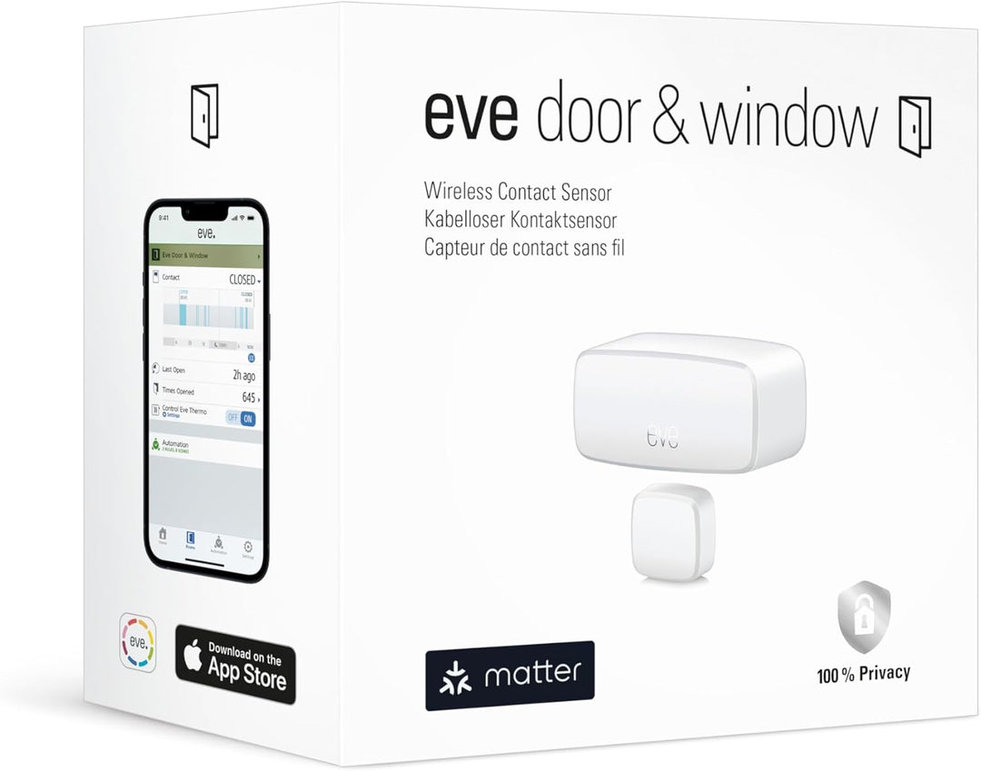 Eve Door & Window (Matter) – Smarter Kontaktsensor für Türen & Fenster, Haussicherheit, Aktivierung