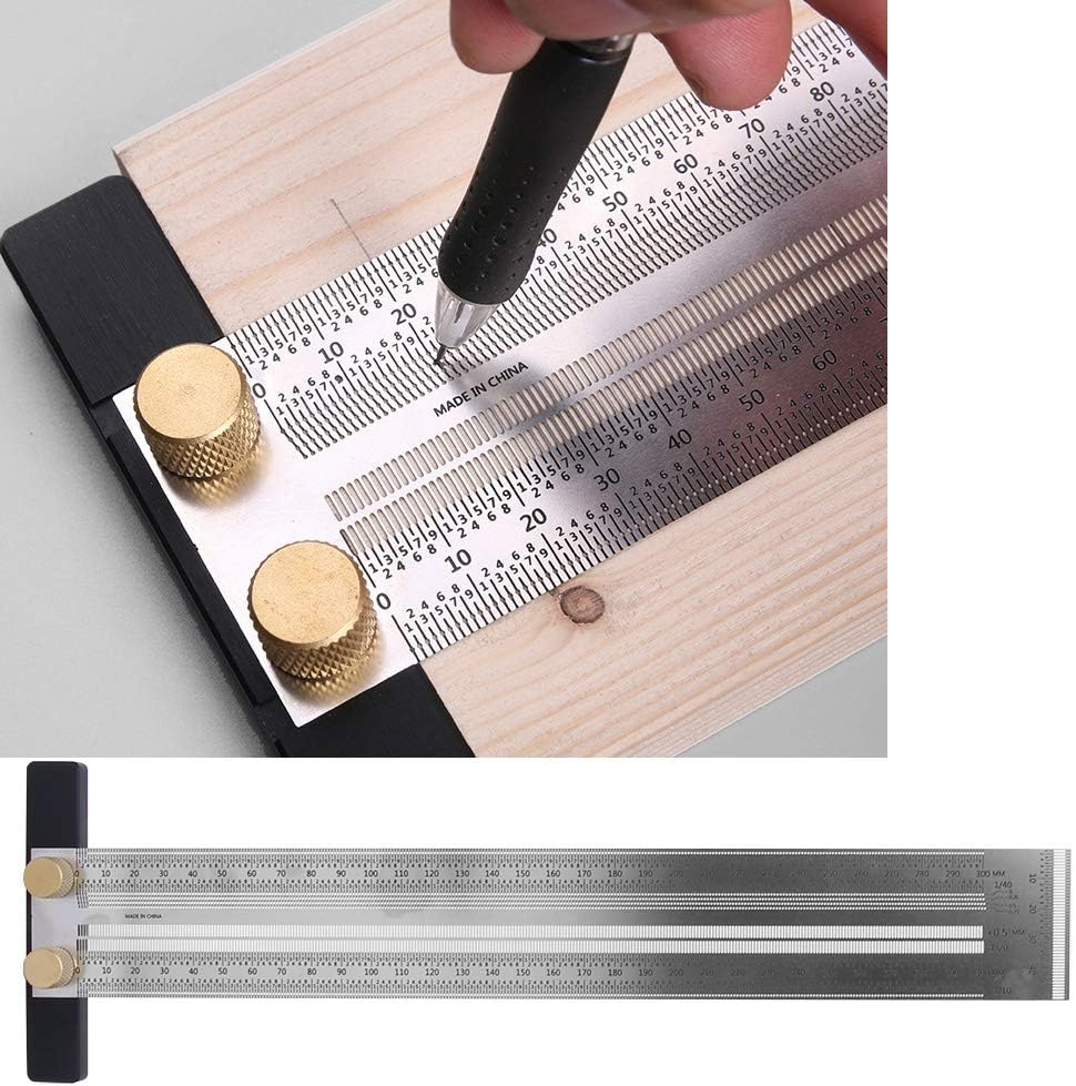 Anreisslineal Edelstahl T-Loch Lineal Präzisionsmarkierung T-Rule Carpenter Messwerkzeug zum Positio