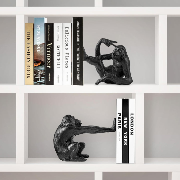 Buchstützen Affen dekorative Affen Buchstütze aus Kunststein (Polyresin) Bookend ist 2,5 KG schwer,