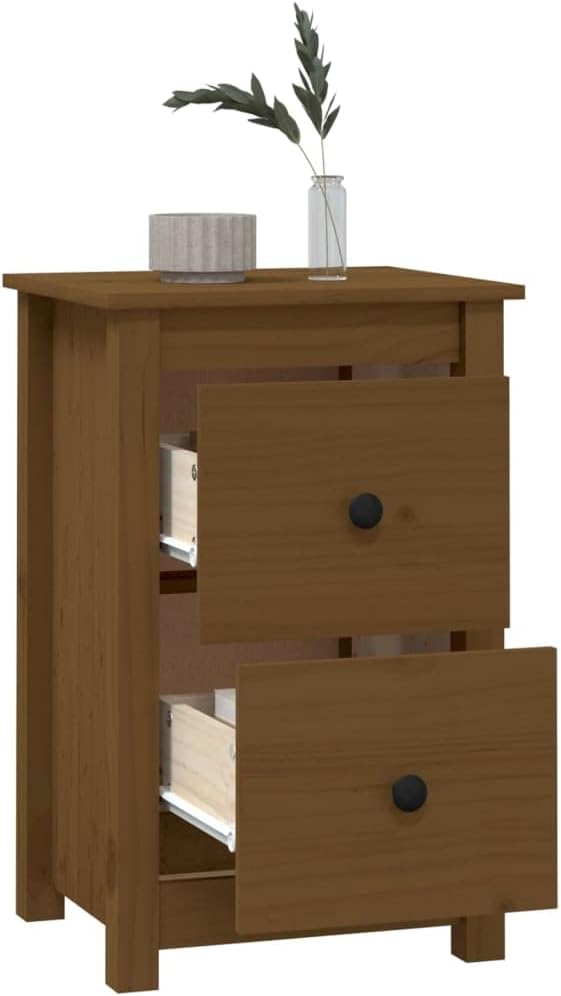 FIRBNUS Bedside Table Nachtkonsole Beistelltisch mit Stauraum Night Stand Nachttisch Honigbraun 40x3
