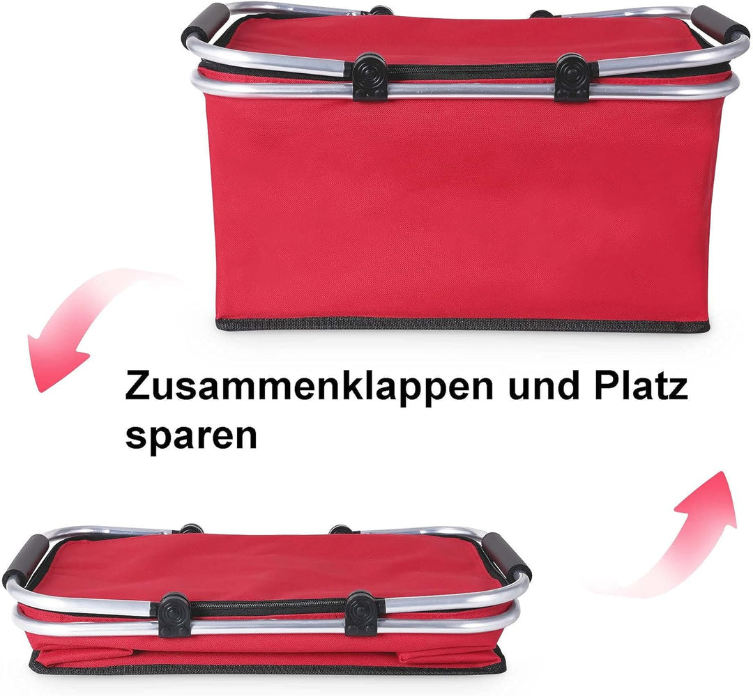 wuuhoo® Einkaufskorb Irene mit verstärktem Griff faltbar I Picknick-Korb klappbar I Einkaufstasche f