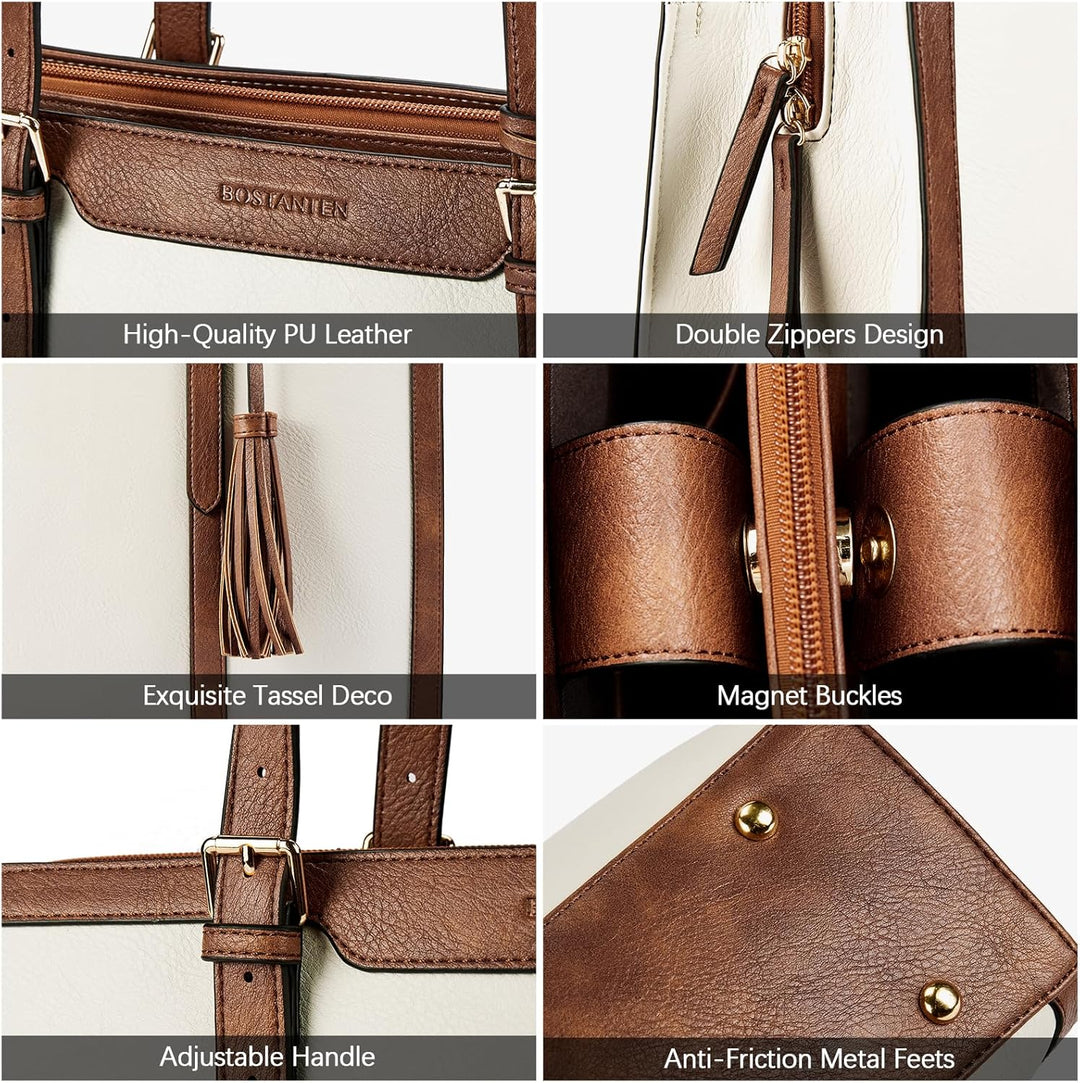 BOSTANTEN Damen Laptop Handtasche 15.6 Zoll Aktentasche PU Leder Schultertasche Frauen Businesstasch