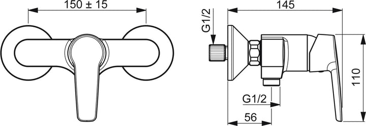 Hansa 51450163 Badewanne/Brause Mischbatterie für Wandaufbau HANSAPINTO | Armaturenkörper aus entzin