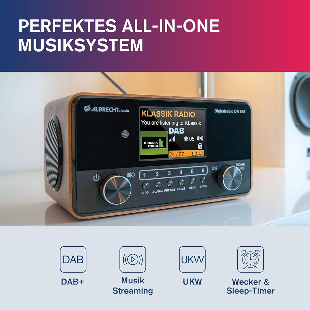 ALBRECHT DR 865 Seniorenradio mit gut lesbarem 4" Farbdisplay, brillantem Klang, seniorengerechter B