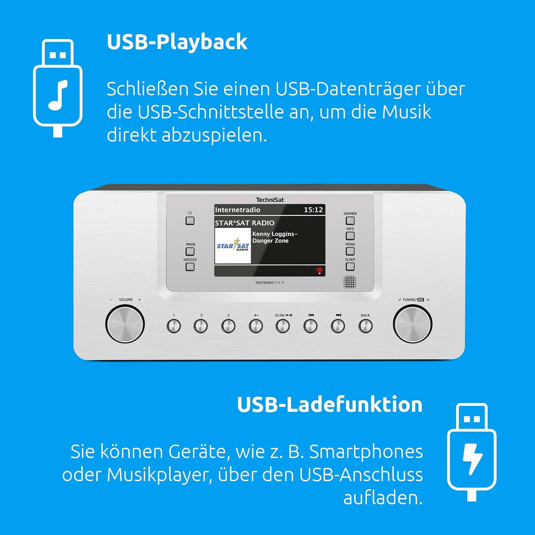 TechniSat DIGITRADIO 574 IR – Stereo-Internetradio (DAB+, FM, WLAN, Bluetooth-Audiostreaming, 4 Zoll
