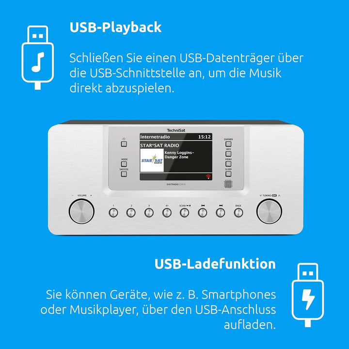 TechniSat DIGITRADIO 574 IR – Stereo-Internetradio (DAB+, FM, WLAN, Bluetooth-Audiostreaming, 4 Zoll