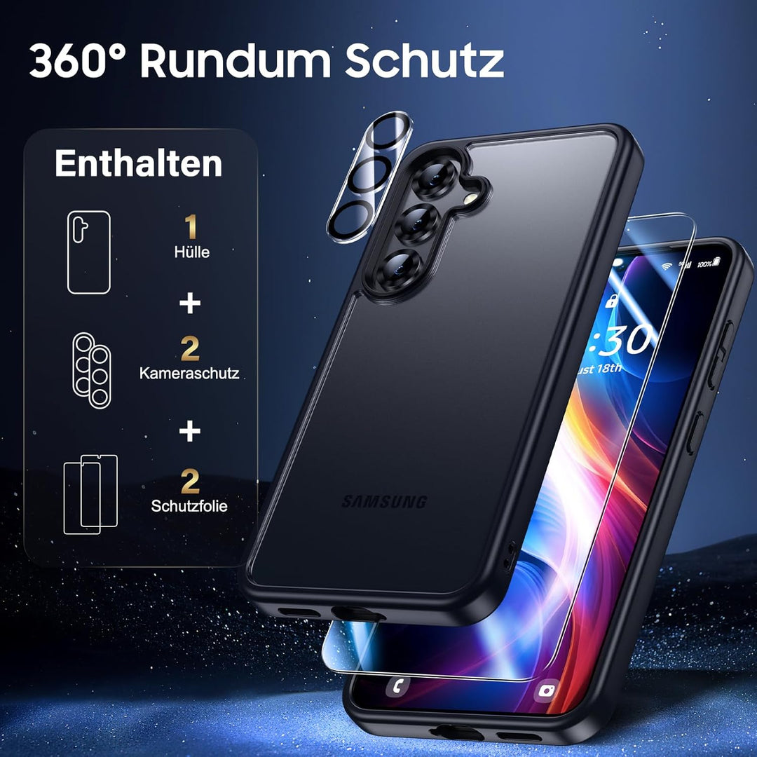 UniqueMe für Samsung Galaxy S25 Hülle - Handyhülle für Samsung Galaxy S25 Case, 5 in 1 Set Rundumsch