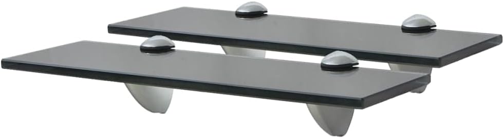 FIRBNUS 30x20x0,8 cm 2 Stück Wandregal Glas Schwarz Schwebende Regale für Bücher Bad Regal Ablagen R