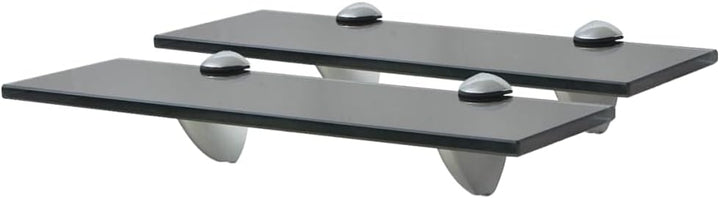 FIRBNUS 30x20x0,8 cm 2 Stück Wandregal Glas Schwarz Schwebende Regale für Bücher Bad Regal Ablagen R