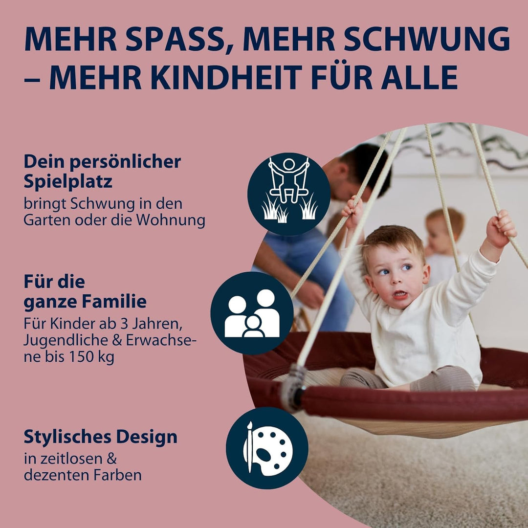 HUDORA Nestschaukel Lounge - Höhenverstellbare Nestschaukel mit 90/110cm Durchmesser für bis zu 150k