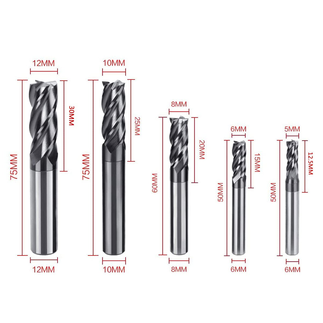 ASZLBYM 8 Stück 2–12 mm CNC-Vierkant-Schaftfräser, Hartmetall-Wolframstahl, 4-fach-Fräser, Fräser, D