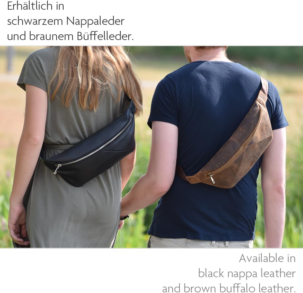 Fa.Volmer ® Bauchtasche/Gürteltasche/Hüfttasche in Echt-Leder für Damen und Herren | schwarz oder br