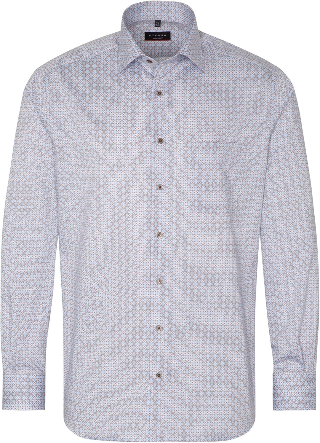 eterna Modern Fit Businesshemd Langarm New Kent Kragen Muster blau Grösse 39