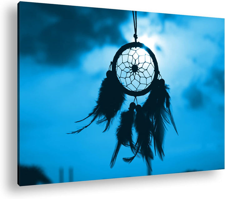 deyoli Traumfänger im Wind Format: 80x60 Effekt: Monocrome Blau als Leinwandbild, Motiv fertig gerah