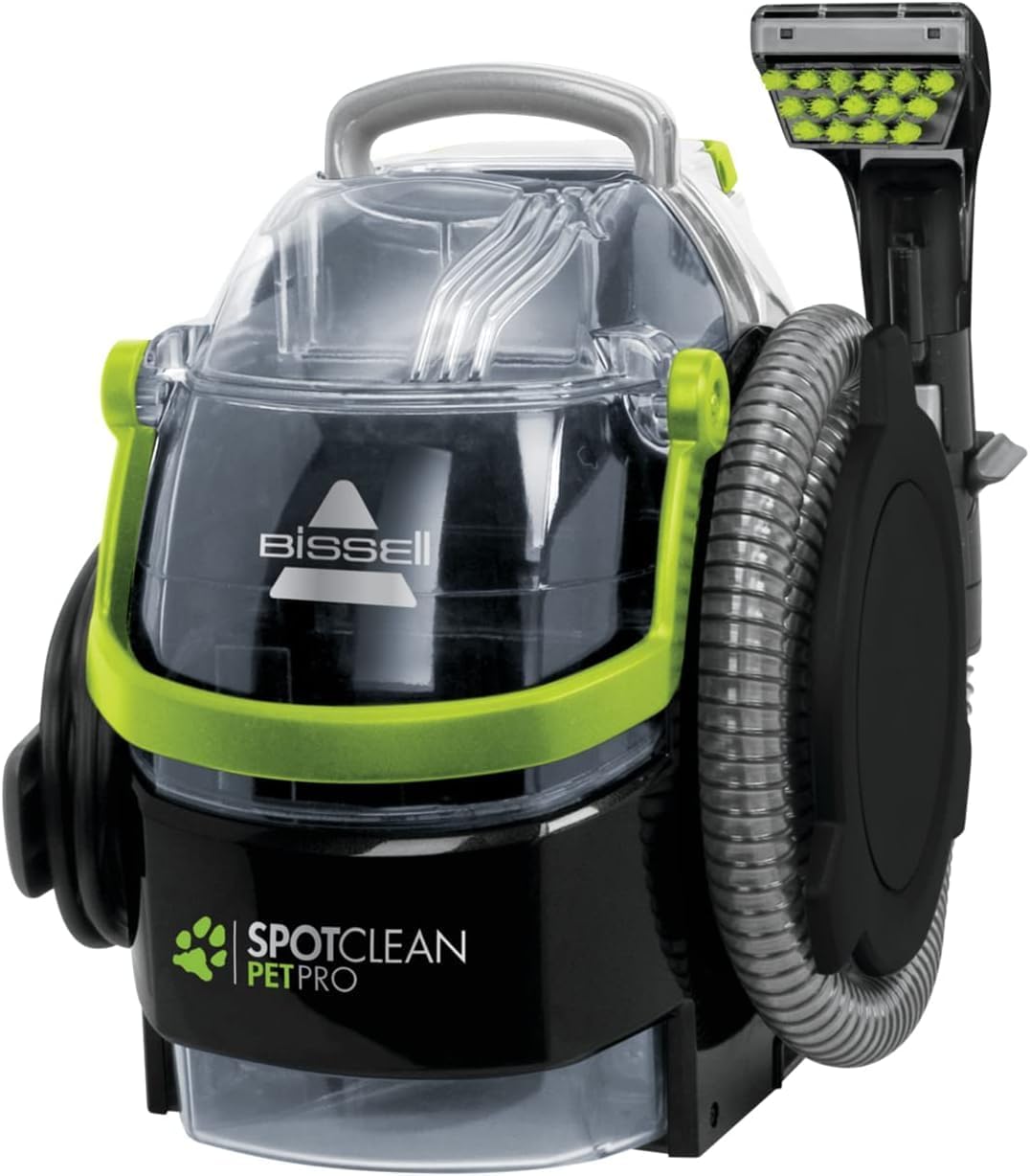 BISSELL 15585 SpotClean Pet Pro Portable, Schwarz/Grün, 750 W, 84 Dezibel + Tiefenreinigungs-Aufsatz