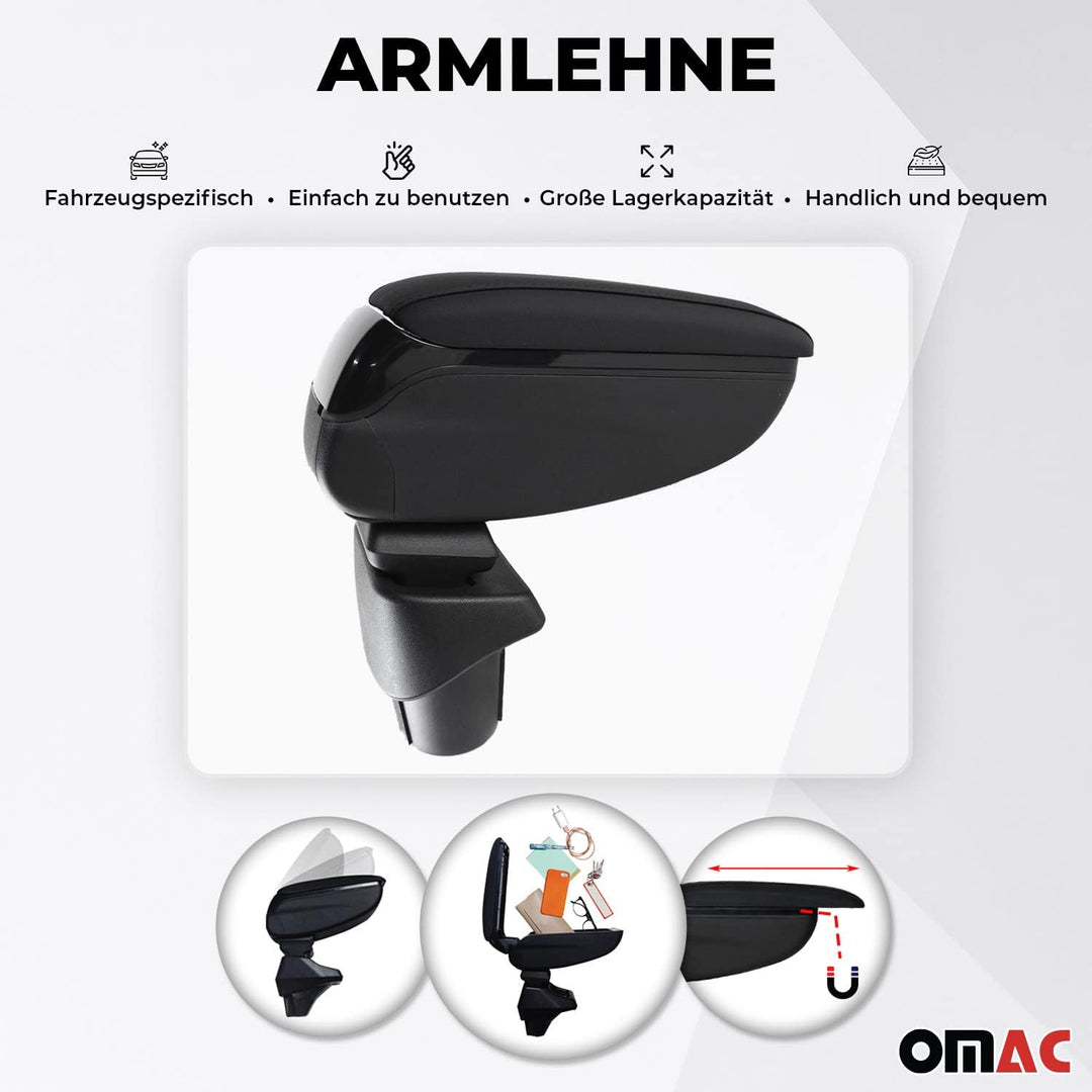 OMAC Armlehne Mittelarmlehne Mittelkonsole kompatibel mit VW Touran 2003-2010 PU-Leder Schwarz Toura