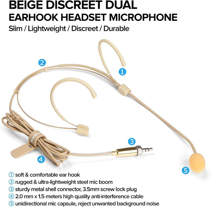 Sujeetec Headset Mikrofon Stirnband mic für Sennheiser kabellos Bodypack Transmitter Taschensender -