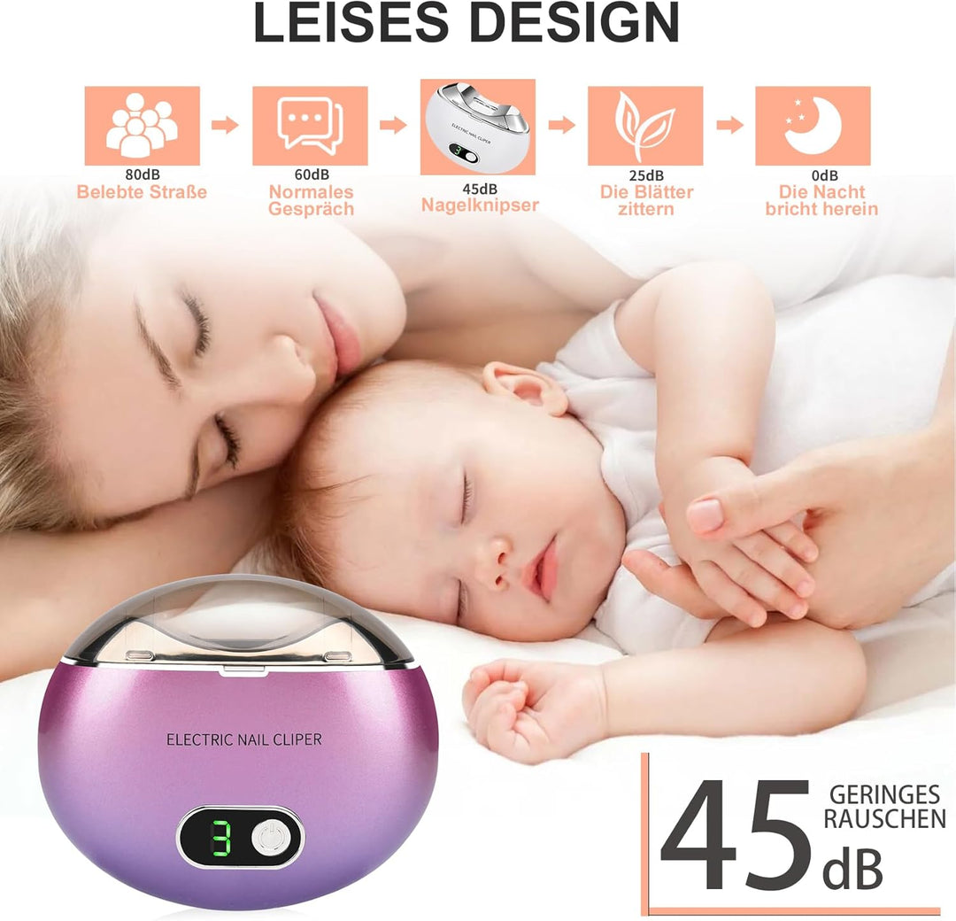 Automatischer elektrischer Nagelknipser mit 3 Geschwindigkeitsstufen und Nagelklammeraufbewahrung, L