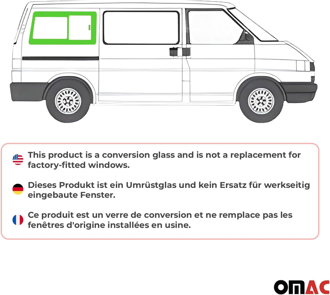 Seitenfenster Schiebefenster Kompatibel mit VW T4 Transporter 1990-2003 Hinten Rechts L1, Hinten Rec